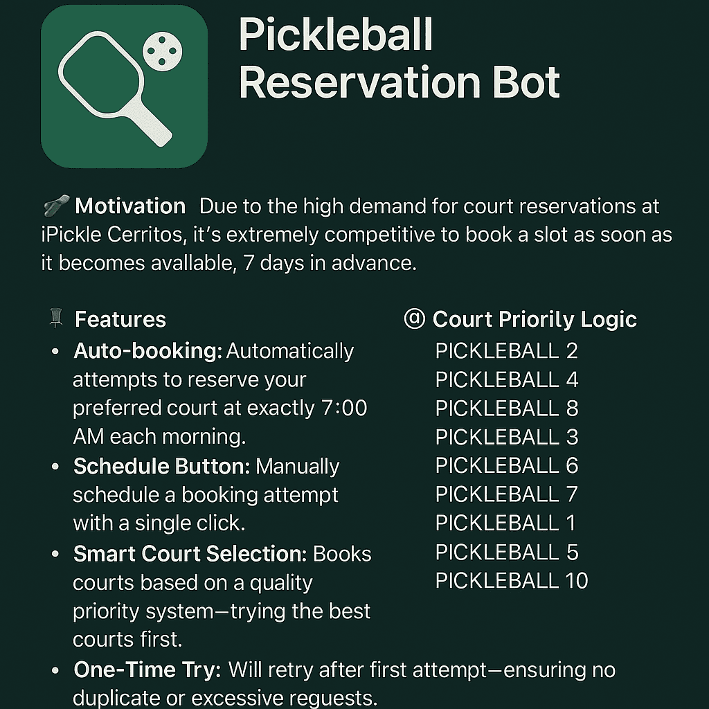 Pickleball Booking Automation (Playwright & GitHub Actions)